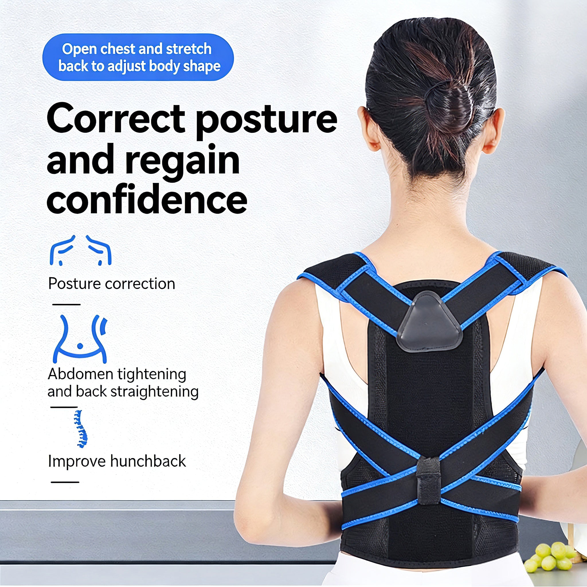 Adjustable Posture Corrector for Men & Women - Discreet Back Support for Better Alignment & Confidence
