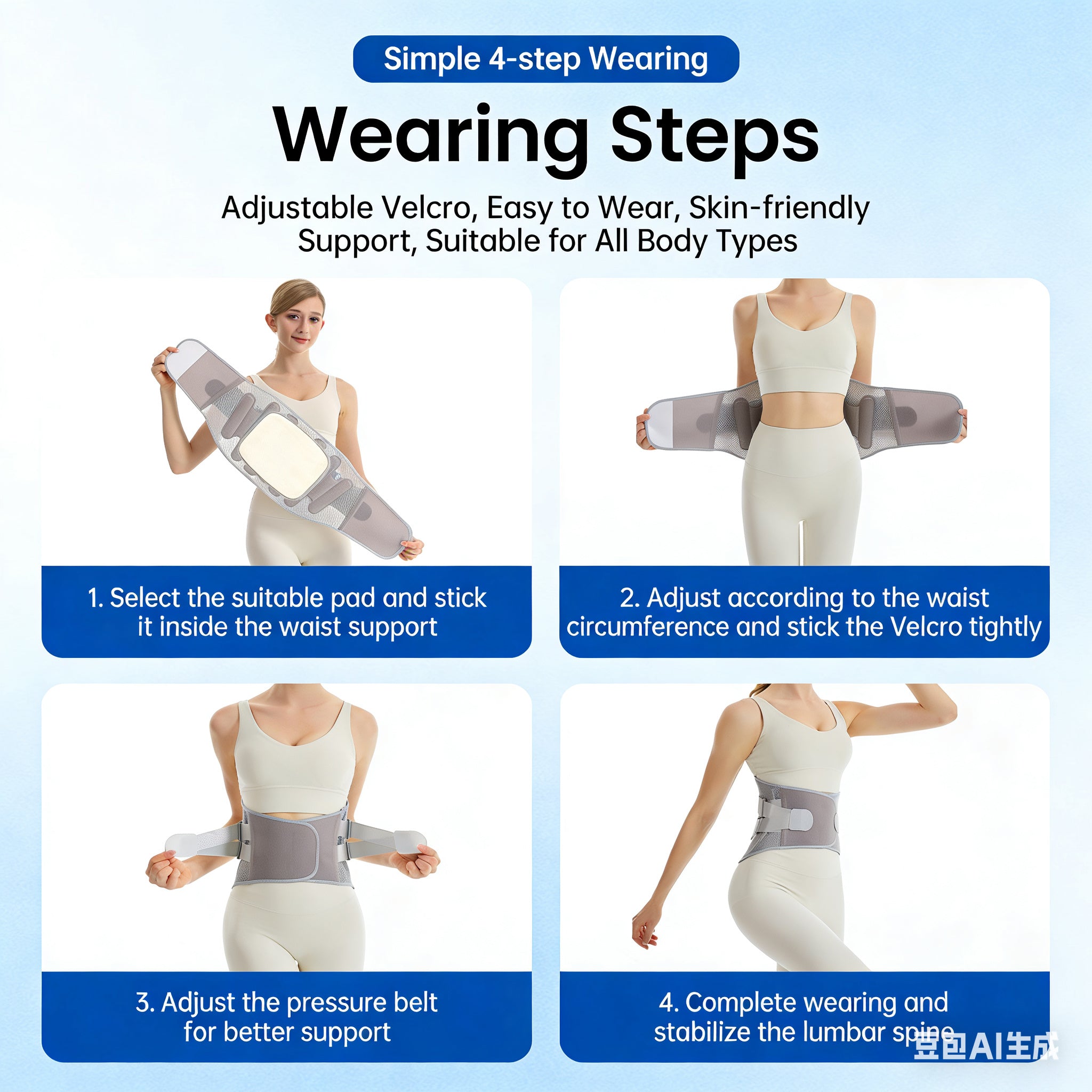 Premium Ergonomic Lumbar Support Back Brace - Breathable Adjustable Waist Belt for Posture Improvement & Waist Stability