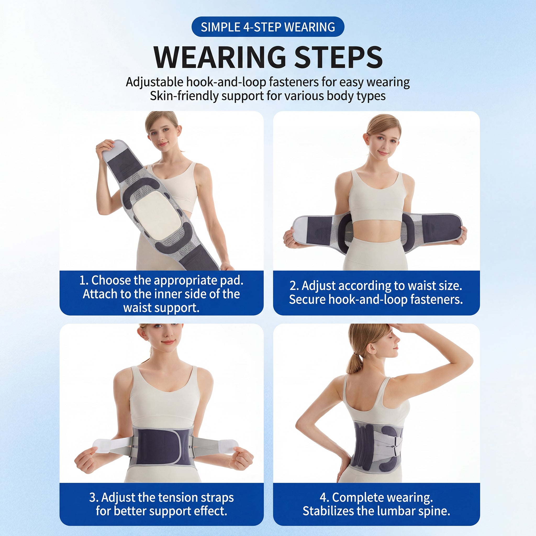 Dual-Strap Adjustable Back Support Brace - Breathable Lumbar Belt for Office, Driving & Daily Wear, All-Day Waist Comfort