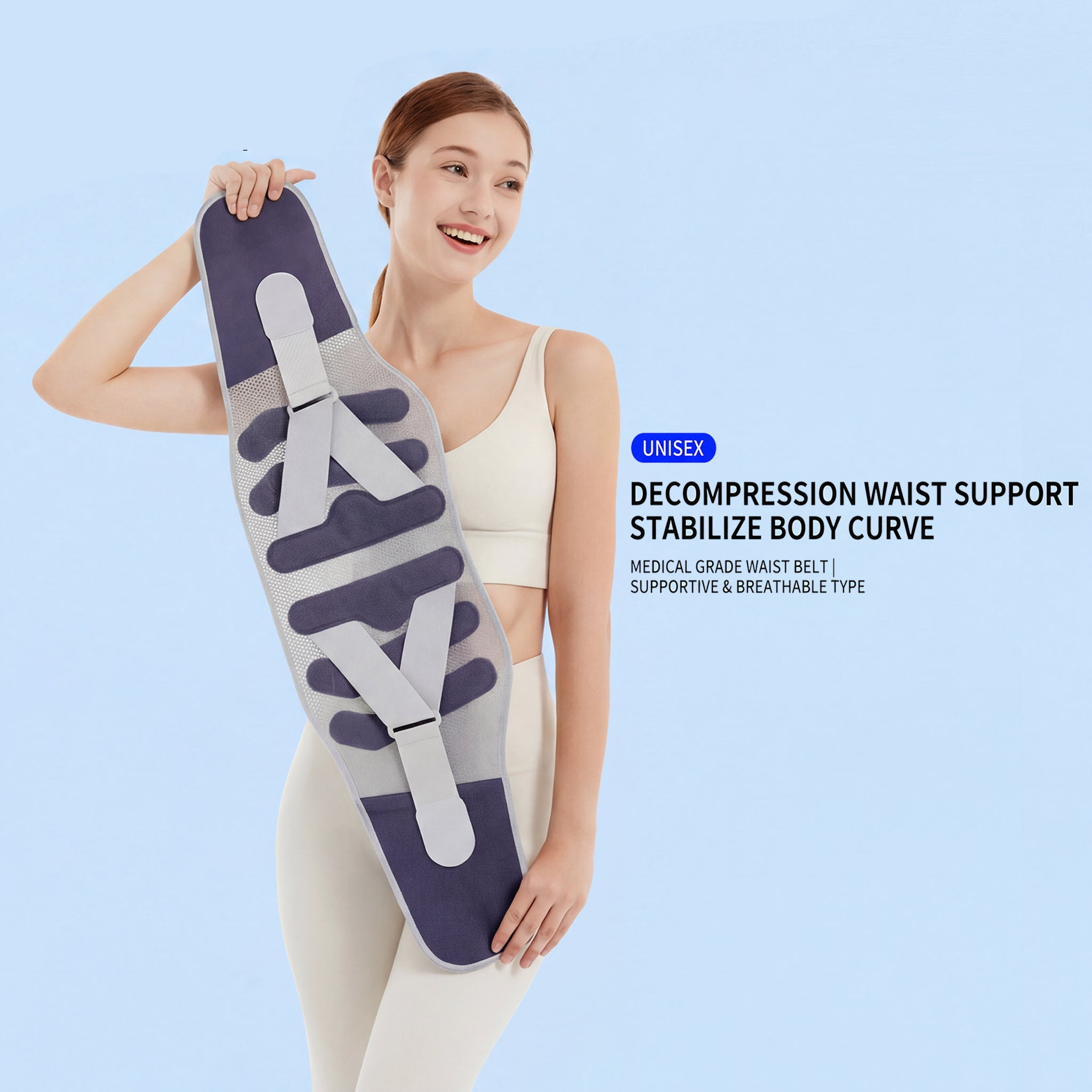 Breathable All-Day Wear Lumbar Support Belt - Adjustable Ergonomic Back Brace for Daily Waist Comfort & Support