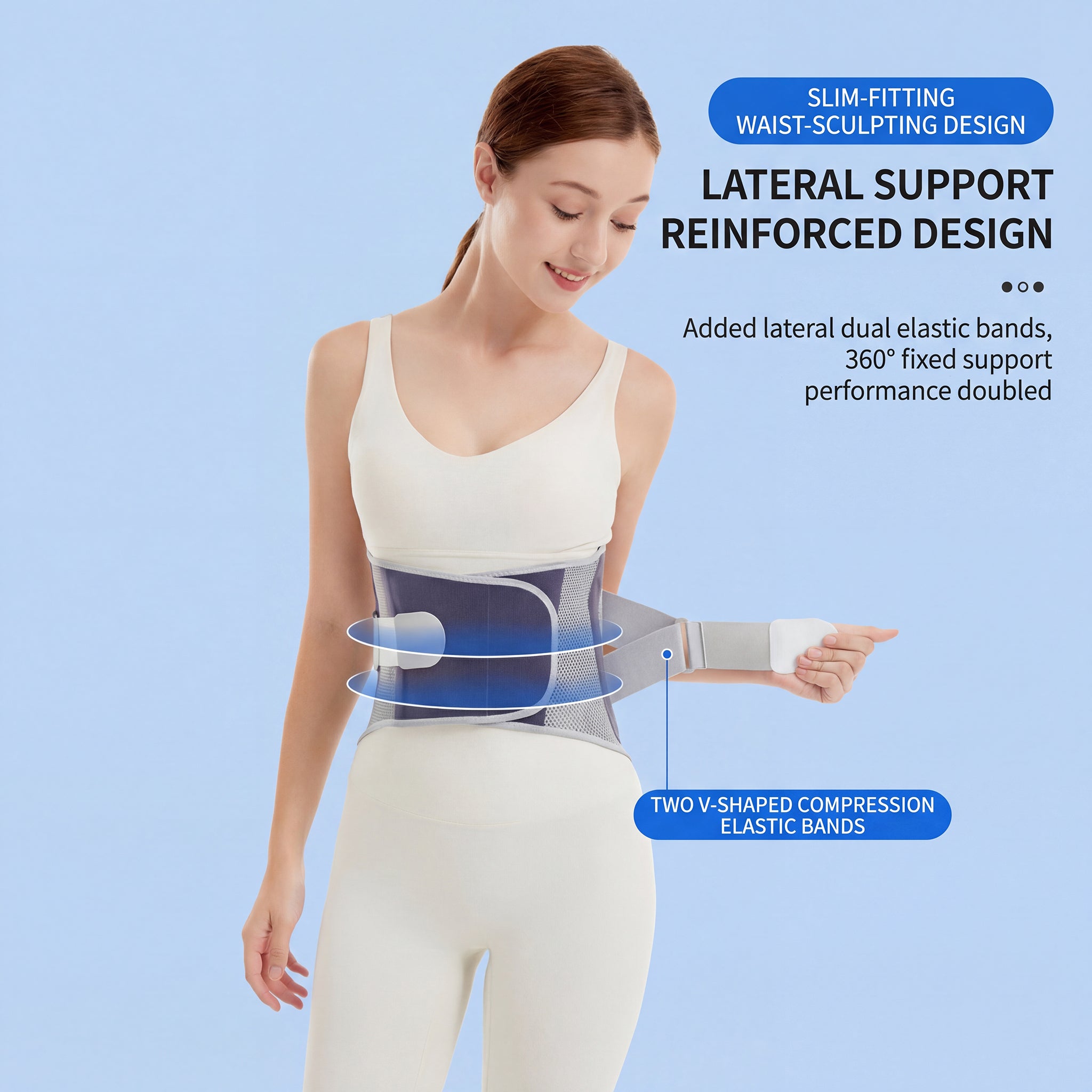Breathable All-Day Wear Lumbar Support Belt - Adjustable Ergonomic Back Brace for Daily Waist Comfort & Support
