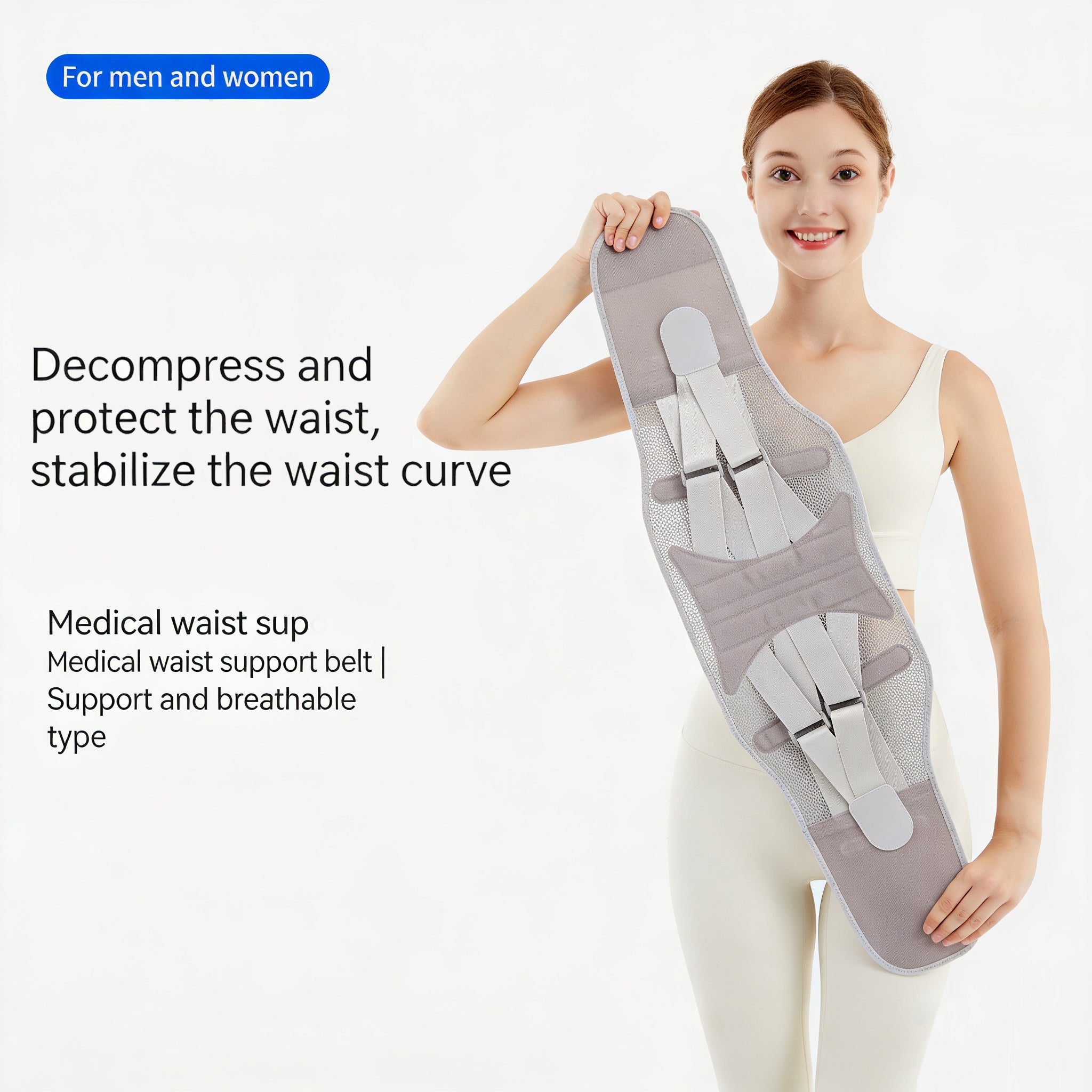 Adjustable Breathable Back Support Brace - Lumbar Waist Belt for Fitness, Workout & Daily Activity, Waist Stability