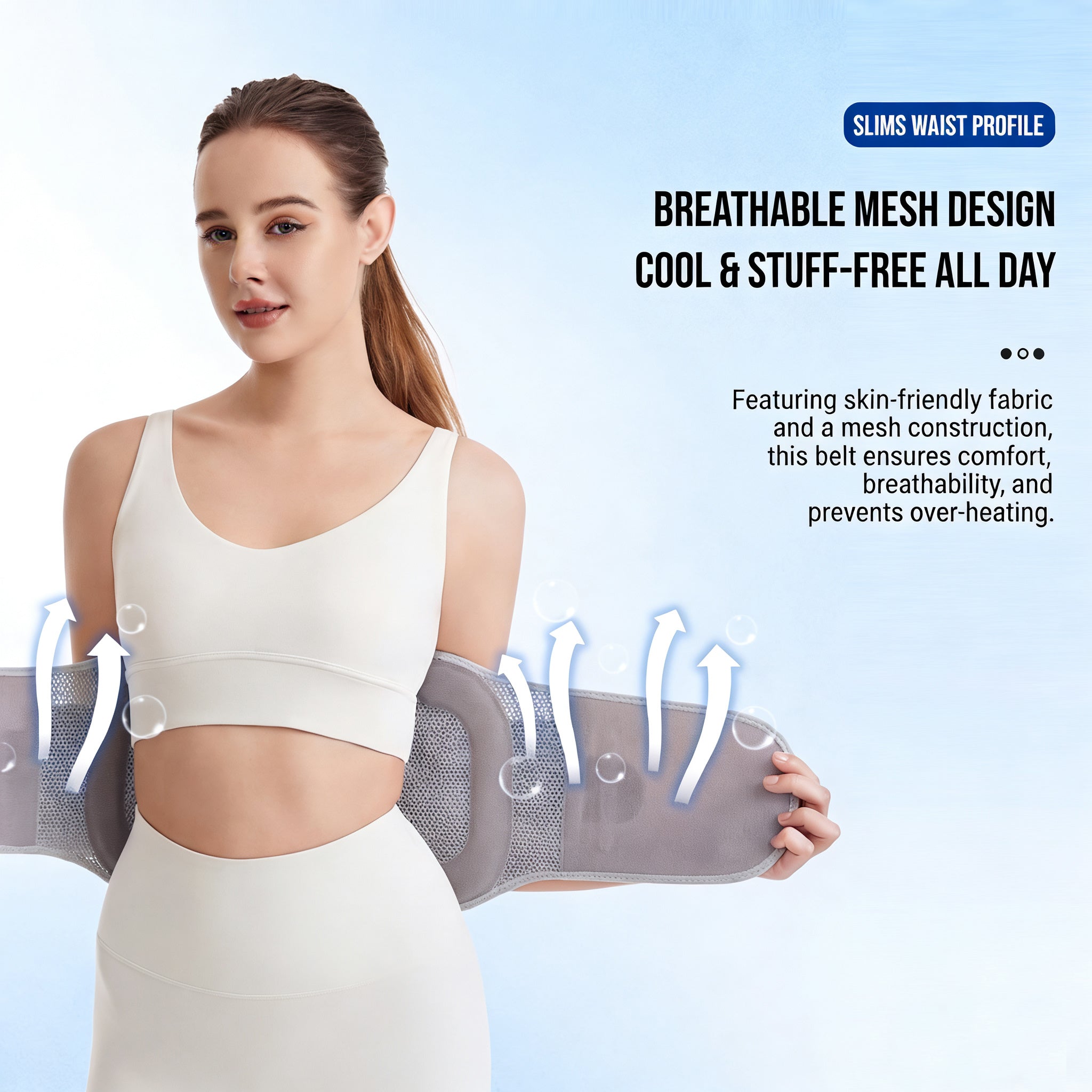 Ergonomic Back Support Brace with Dual Compression Straps, Breathable Lumbar Belt for Posture Improvement & Waist Stability
