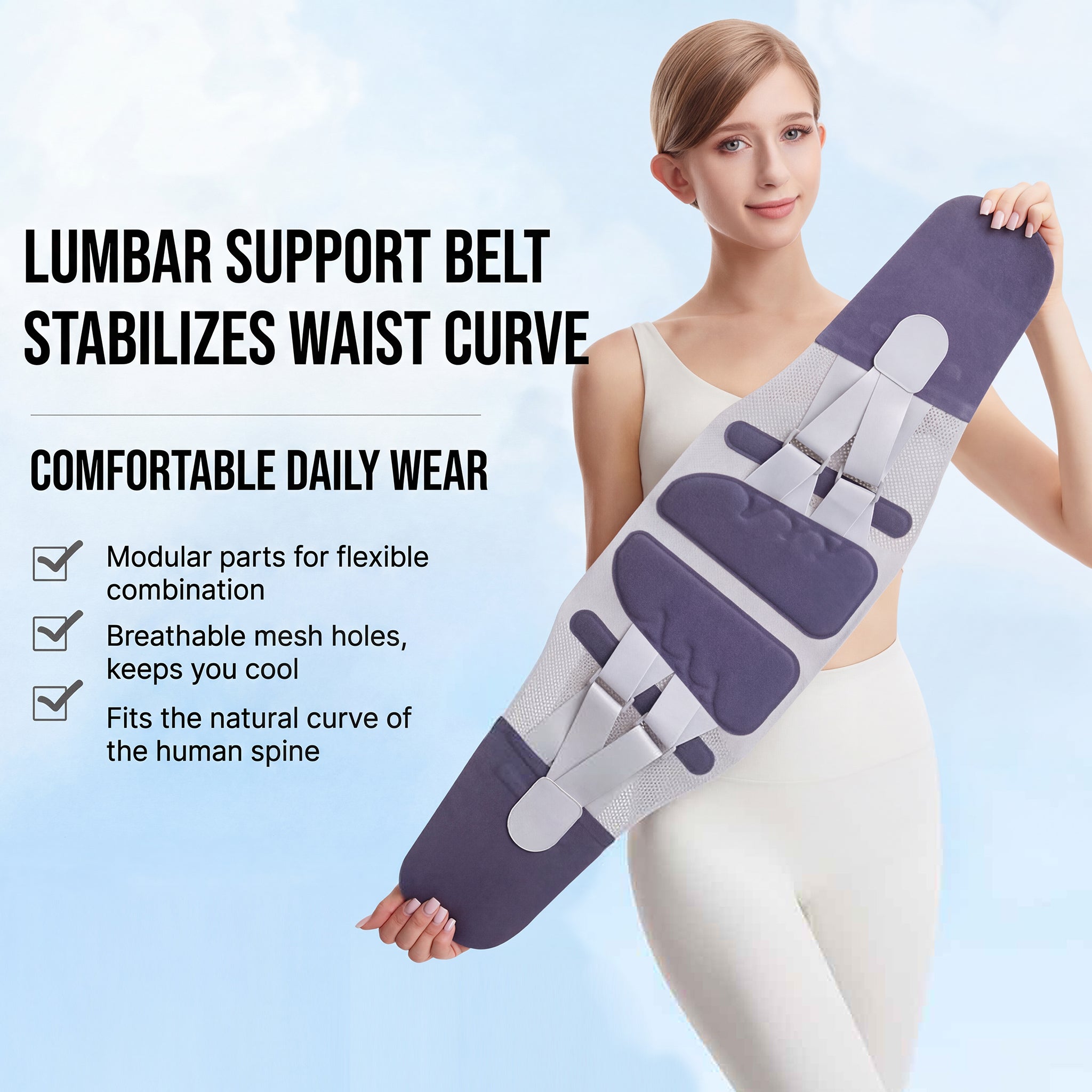 Home fitness abdominal belt, back support belt, breathable elastic waist, four-season sports belt