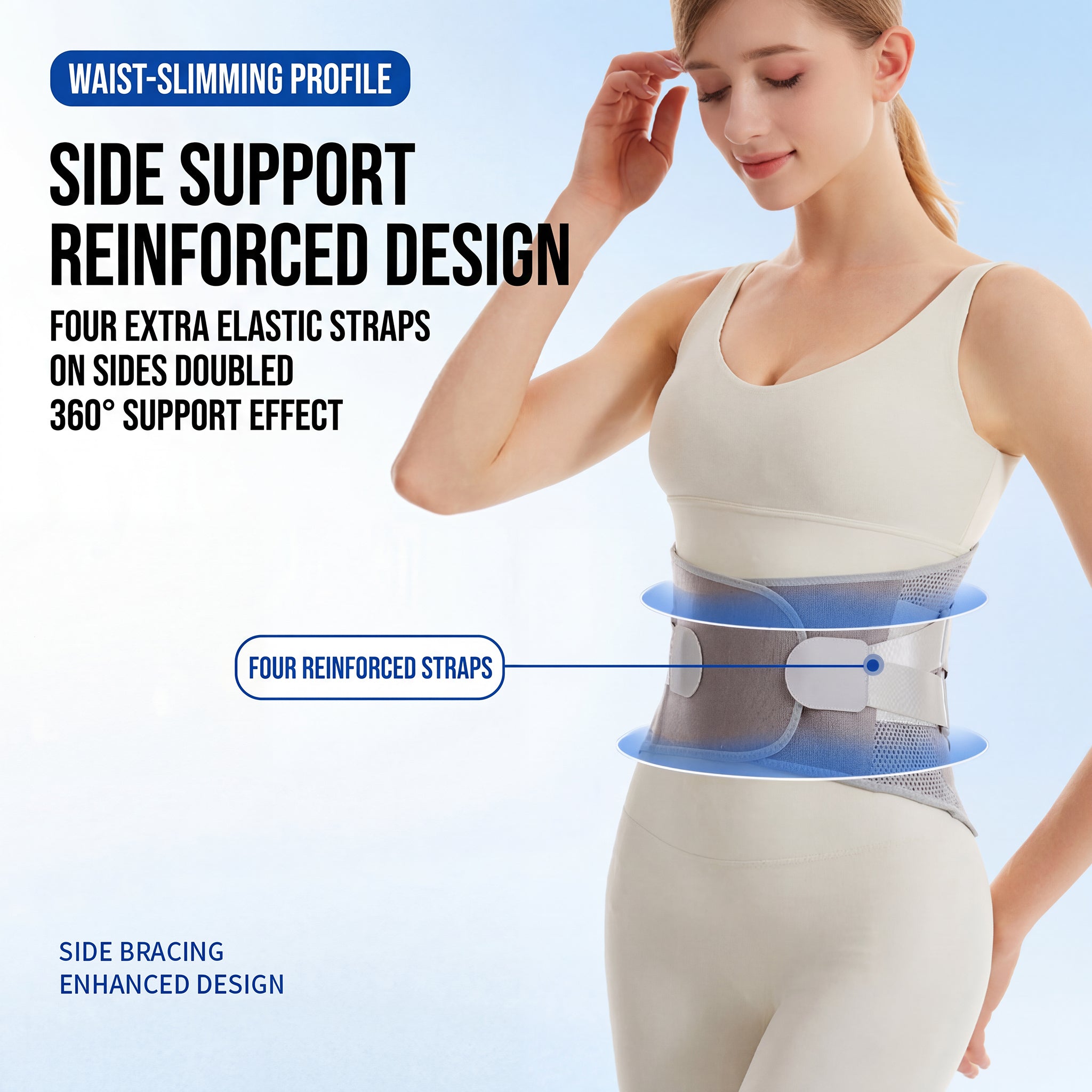 Premium Ergonomic Lumbar Support Back Brace - Breathable Adjustable Waist Belt for Posture Improvement & Waist Stability